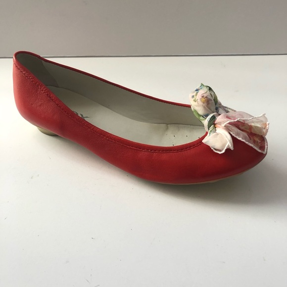 GEOX RESPIRA Red Leather Flats SZ 39 1/2 - Picture 2 of 7